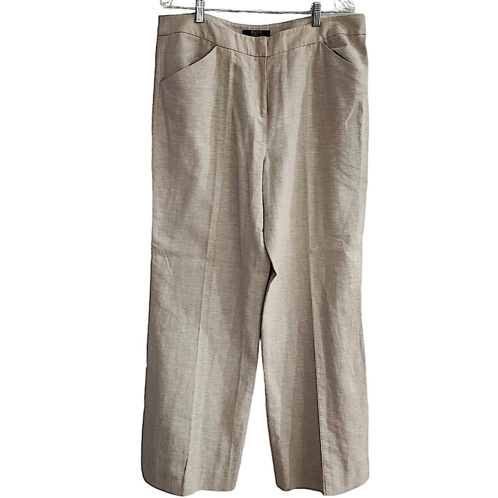 Alex Marie Beige Linen Cotton Straight Leg Pants Size 16